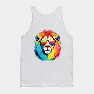 Psychedelic Lion: A Colorful Pop Art Delight Tank Top